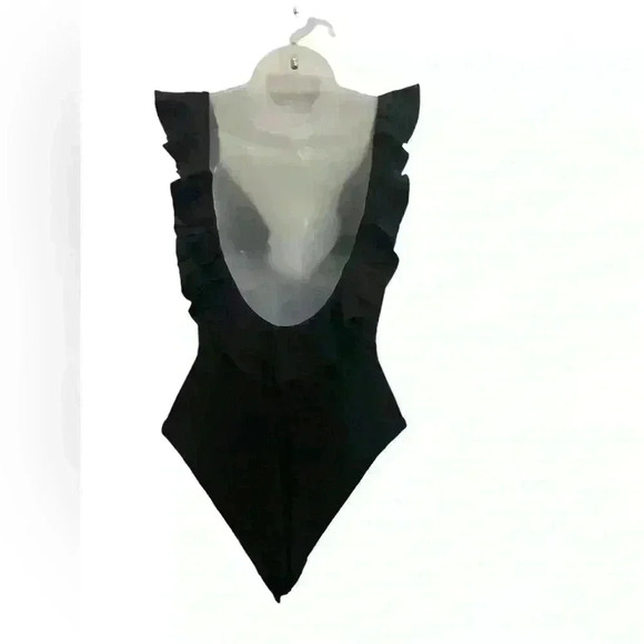 Eberjey Loreta Black One Piece Swimsuit Size XS NWT UPF 50+ Ruffle Sc - Picture 3 of 6